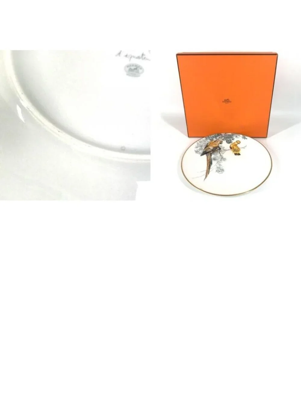 Hermes Plate Equator Sketch 27 Bird Pottery White